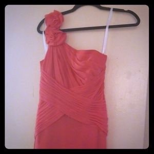 Size 2 long coral bridesmaid dress